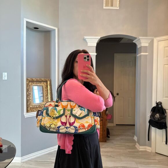 Coach Multicolor Scribble Tote Satchel NWT - Picture 8 of 8